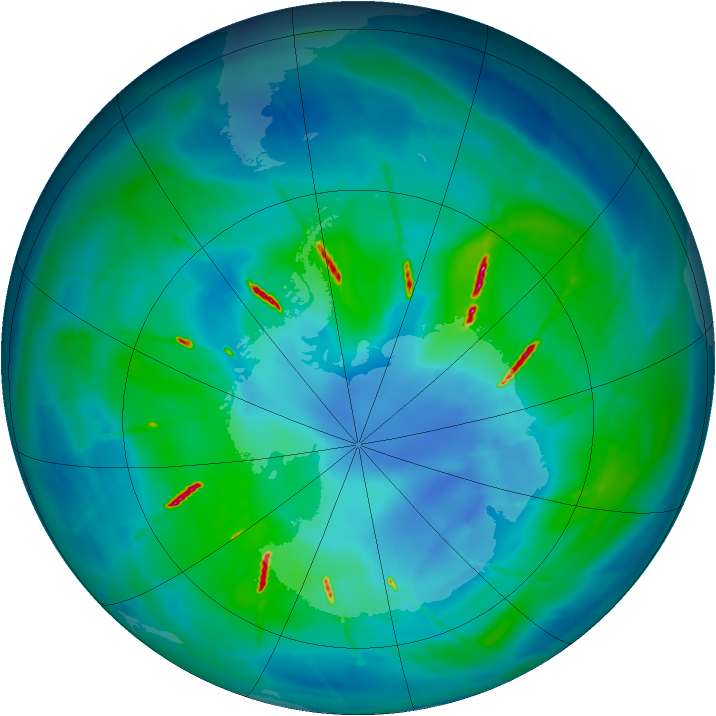 Antarctic ozone map for 05 April 2010